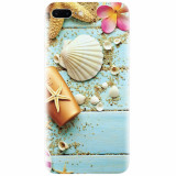 Husa silicon pentru Apple Iphone 7 Plus, Blue Wood Seashells Sea Star