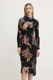 Desigual rochie MELTED PAISLEYS_LACROI culoarea negru, midi, dreaptă, 25SWVK31