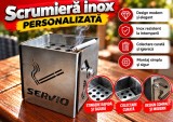 Scrumiera Inox Personalizata cu Logo, Fara Sudura, Debitata Laser, pentru Exterior , Fabricata in Iasi