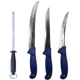 Cumpara ieftin Set profesional de macelarie, filetat, injunghiat, transat, dezosat, 3 cutite, masat pentru ascutit