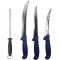 Set profesional de macelarie, filetat, injunghiat, transat, dezosat, 3 cutite, masat pentru ascutit