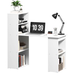 HOMCOM Masa Birou Birou Calculator, 2 Rafturi, 5 Rafturi, 120 cm x 55 cm x 120 cm, Alb | Aosom Romania