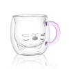 Cana, , Pink Cat, cu pereti dubli, transparent, 9 x 8.5 cm, confortabil si usor de manevrat, Oem
