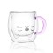Cana, , Pink Cat, cu pereti dubli, transparent, 9 x 8.5 cm, confortabil si usor de manevrat
