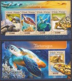 DB1 Fauna Marina Sao Tome Broaste Testoase MS + SS MNH, Nestampilat