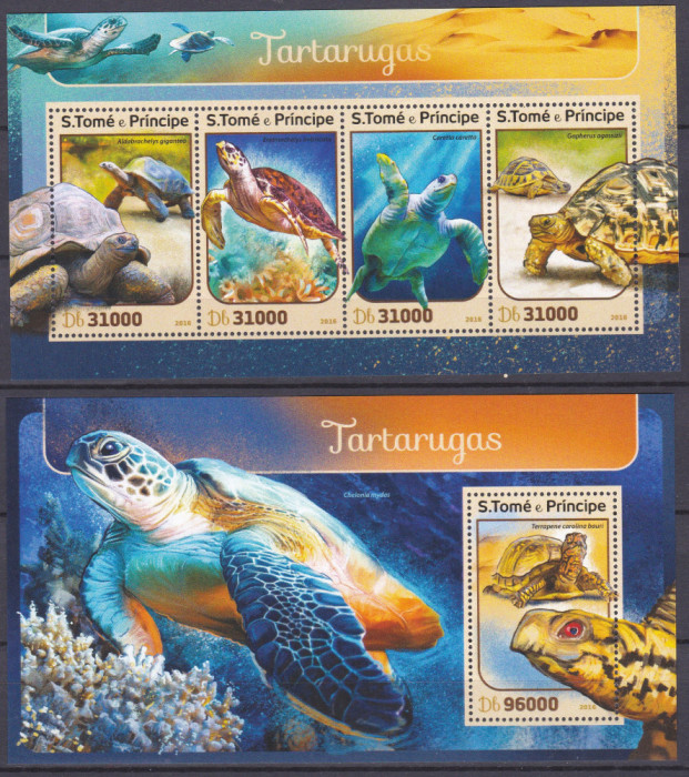 DB1 Fauna Marina Sao Tome Broaste Testoase MS + SS MNH