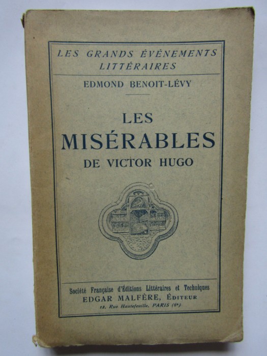 Les Mis&eacute;rables de Victor Hugo -EDMOND BENOIT LEVY (CARTE IN LIMBA FRANCEZA)