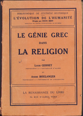 HST C6247 Le genie grec dans la religion 1932 Louis Gernet foto