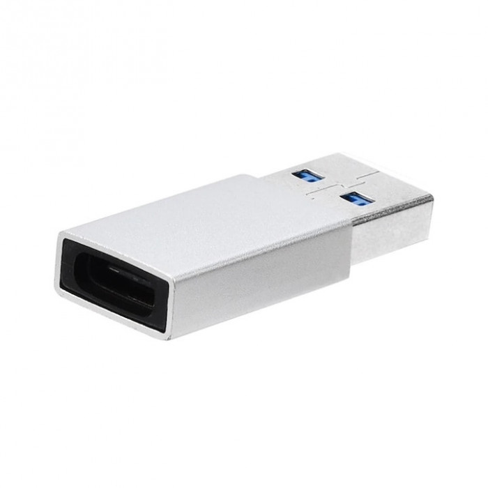 Adaptor MTP USB 3.0 la USB Type C,Metalic, Silver, Incarcare + Transfer Date