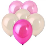 Set Baloane Petrecere, Model Metalizat, Culori Roz Fucsia Ecru, 30cm, 20 Bucăți, Oem