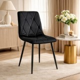 Cumpara ieftin Scaun bucatarie/living, Artool, Libra, catifea neagra, picioare metal negru, 44x40x88.5 cm