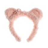 Bentita roz pufoasa cu urechi si fundita