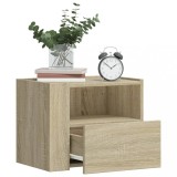Set 2 Noptiere Suspendate Gossi Stejar Sonoma 45x30x35 cm | Noptiere Moderne cu Sertar, Montare pe Perete | Mobilier Dormitor PAL