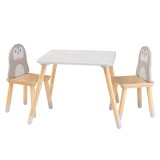Cumpara ieftin Set masuta, 2 scaune camera copii mdf lemn multicolor Pinguin 50x50x42,5 cm, 25,5x29x49,5 cm