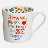 Cana ceramica alba, 380 ml, forma triunghiulara, cu mesaj pentru profesori, CMCLASS