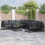 VidaXL Set de canapele pentru grădină cu pernă 8 pcs Negru Aluminiu 3378952