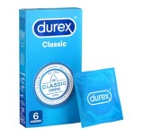 Prezervative Durex Classic, 6 bucati, latex, lubrifiant pe baza de silicon, diametru mare 56mm