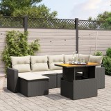 vidaXL Set canapele de grădină cu perne, 7 piese, negru, poliratan 3271413