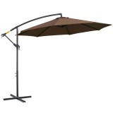 Outsunny Umbrelă Exterioară cu Manivelă, din Oțel și Poliester Rezistent la UV, &Oslash;295x245 cm, Cafea | Aosom Romania