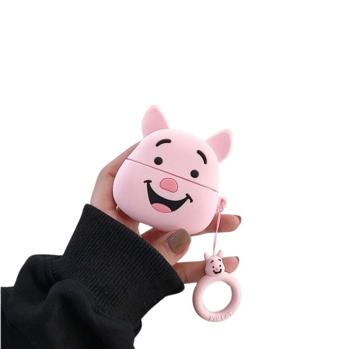 Husa airpods cu inel prindere model 1 porc roz