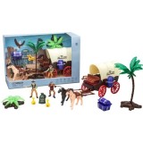 Set de joaca cu figurine cowboy si caruta western Vestul Salbatic