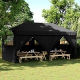 vidaXL Cort pliabil pentru petreceri cu 4 pereți laterali, negru 4004958