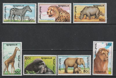 Mongolia 1991 - #575 Animale din Africa 7v MNH foto