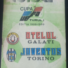 Program fotbal Otelul - Juventus Torino 7 sept 1988, Cupa UEFA