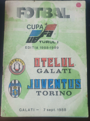 Program fotbal Otelul - Juventus Torino 7 sept 1988, Cupa UEFA foto