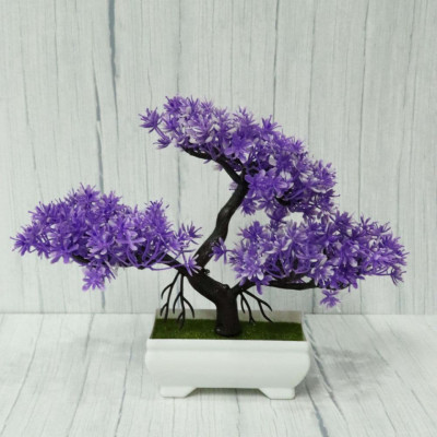 Bonsai decorativ artificial in ghiveci, Mov, 29 cm, MCT-18K211M foto