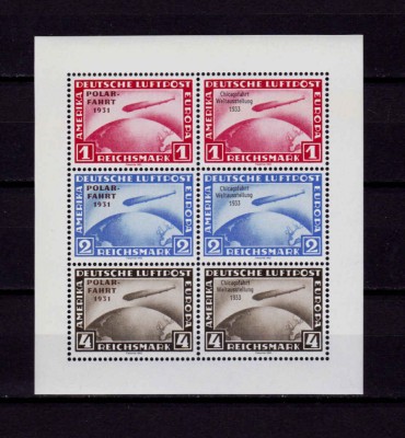 ✅(V31) Germania 1983,RAR bloc/viniete Expozitia Filatelica, dupa seria Graf Zeppelin 1931/1933,MNH foto