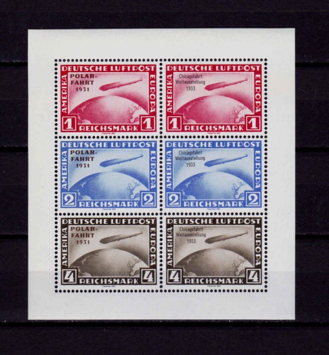 ✅(V31) Germania 1983,RAR bloc/viniete Expozitia Filatelica, dupa seria Graf Zeppelin 1931/1933,MNH