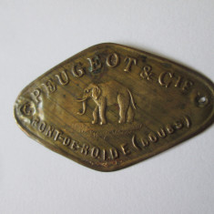 Rara! Emblema colectie Peugeot & Cie pentru rasnite de cafea franceze circa 1910