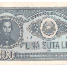 SV * Romania 100 LEI 1952 * Serie albastra * VF ++