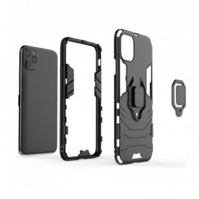 Husa Capac Silicon / Stand cu Magnet si Inel 360, Apple iPhone XR, Negru foto