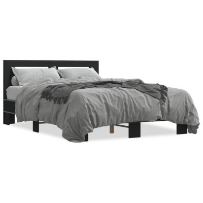 Cadru de pat, negru, 140x190 cm, lemn prelucrat si metal GartenMobel Dekor foto