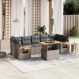 Gossi set canapele de gradina cu perne, 8 piese, gri, poliratan