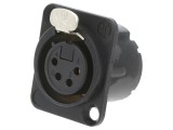Conector XLR mamă PIN 4 cu buton NEUTRIK - drept - lipire neagră