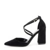 Sandale Dama Elegante Negre Toc 8.5cm Piele Eco Intoarsa Decupate Office Casual