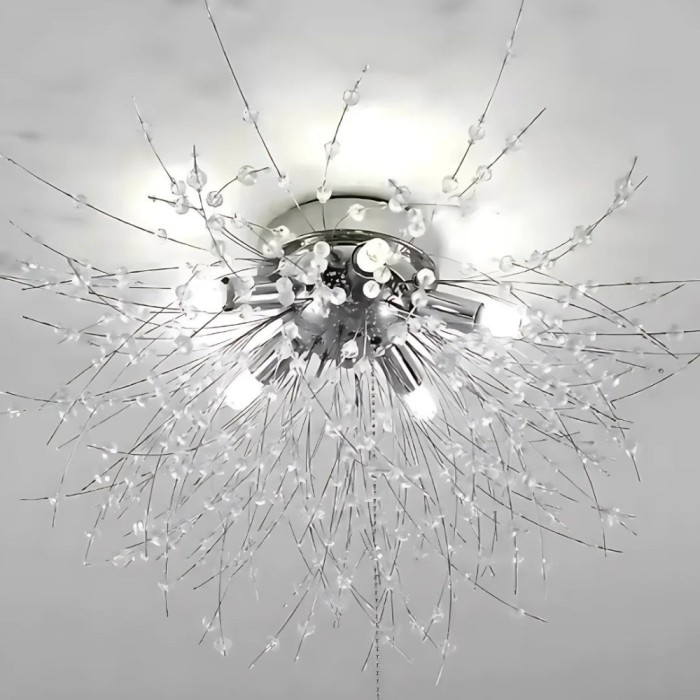 Candelabru Cristal RONDO Vivace, 6x G9, Diametru 49cm, Argintiu Lucios