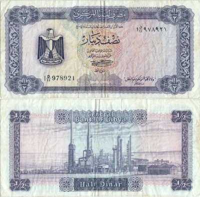 1972 , &amp;frac12; dinar ( P-34b ) - Libia foto