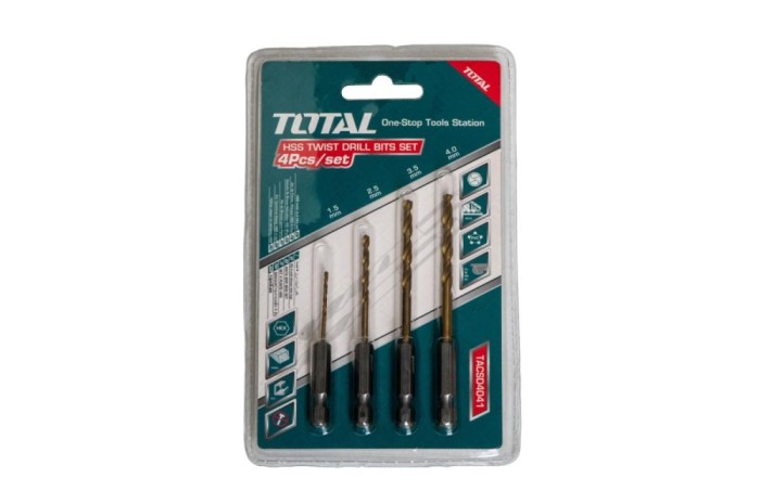 TOTAL - SET 4 BURGHIE HSS PRINDERE HEX 1/4 PowerTool TopQuality