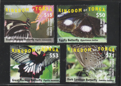 Tonga 2015-Fauna,Fluturi,serie 4 valori,(partea a II-a),dant,,MNH,Mi.2050-2053 foto