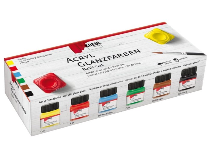 Vopsea acrilica lucioasa Basic Kreul 6/set
