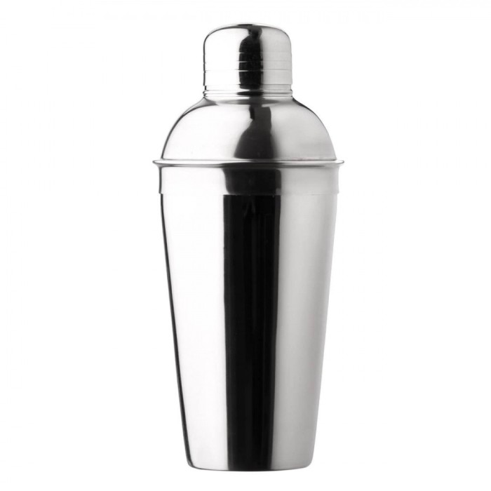 Shaker Metalic, 600ml, Capac Cu Strecurătoare, Argintiu