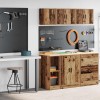 Set 2 Dulapuri Garaj Lemn Vechi 30x51x85cm &amp; 30x30x41cm Depozitare Unelte Atelier Bricolaj Lemn Masiv Pin