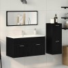 Set Mobilier Baie 3 Piese Negru Stejar Lemn Ingineresc