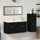 Set Mobilier Baie 3 Piese Negru Stejar Lemn Ingineresc