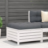 Taburet gradina vidaXL, lemn masiv pin, 62x63.5x32 cm, alb, otoman exterior, depozitare sub sezut, design modular