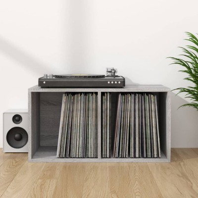 vidaXL Cutie de depozitare viniluri, gri sonoma, 71x34x36 cm, lemn foto
